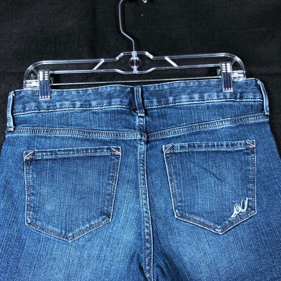 Express Womens Shorts Blue Denim Mid Rise Cotton Blend Cut Off Stretch 8 - Picture 10 of 11